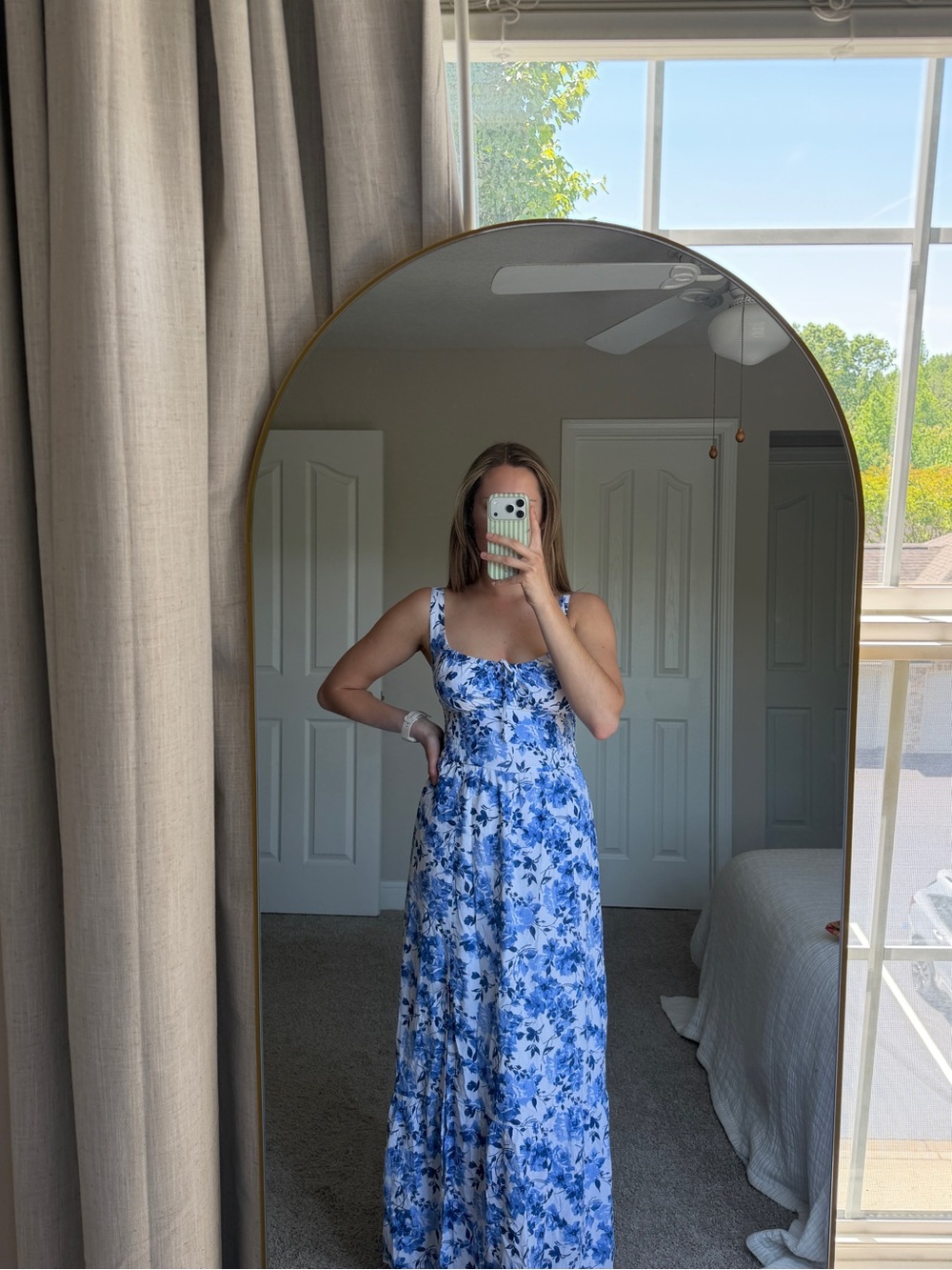 Hollister Blue and White Floral Maxi Dress